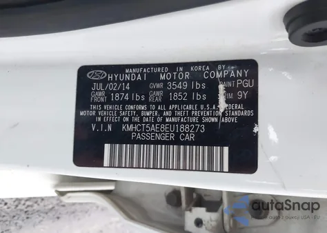 2014 Hyundai Accent Gs z USA, uszkodzony, nr VIN KMHCT5AE8EU188273